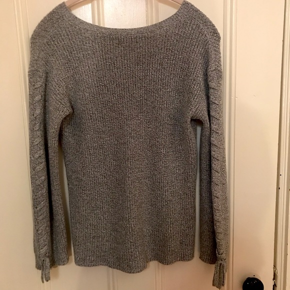 American Eagle Gray Sweater with tassel sleeves - Picture 3 of 5